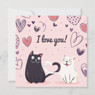 Cute Love Cats Feestdagenkaart