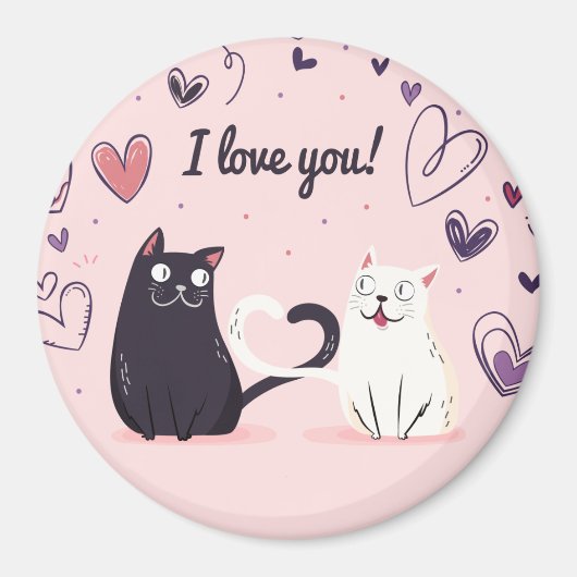 Cute Love Cats Magneet (Voorkant)
