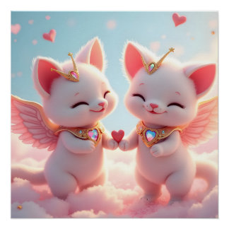Cute Love Cats Perfect Poster