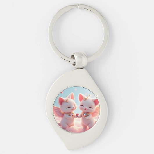 Cute Love Cats Sleutelhanger (Voorkant)