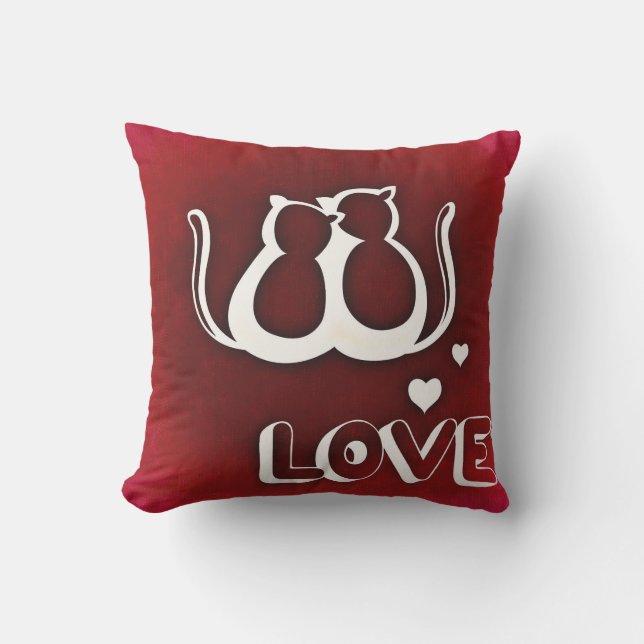 Cute Love Chats Saint Valentin Coussin (Recto)