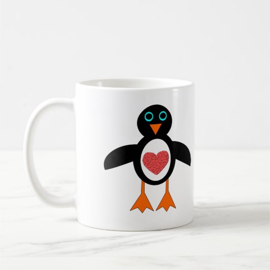 Cute Love Coeur Penguin Mug (Gauche)