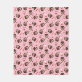 Cute Love Dog Pink Red Fleece Deken (Voorkant)