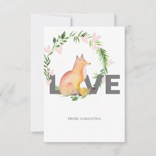 Cute Love en Fox Kinder Classroom Valentijn Card (Voorkant)