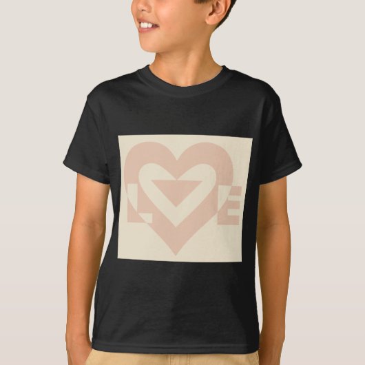 Cute Love Graphic, Cream Beige T-shirt (Voorkant)