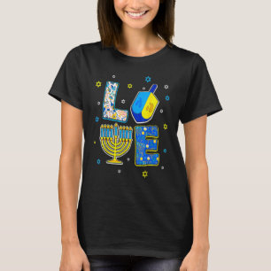 Cute LOVE Hanukkah Decorations Dreidel Menorah Cha T-shirt