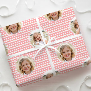 Cute Love Heart 2 Foto Mooie Abrikozen Roze Cadeaupapier