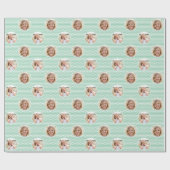 Cute Love Heart 2 Photo Pretty Mint Pattern Cadeaupapier (Vlak)