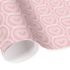 Cute Love Heart Circles Blush Pink Modern Pattern Cadeaupapier