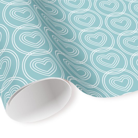 Cute Love Heart Circles Teal Blue Modern Pattern Cadeaupapier