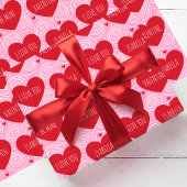 Cute Love Heart Custom Text Modern Valentine's Day Cadeaupapier