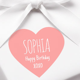 Cute Love Heart Custom Text Name Apricot Pink Hart Sticker