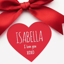 Cute Love Heart Custom Text Name Modern Valentine Hart Sticker