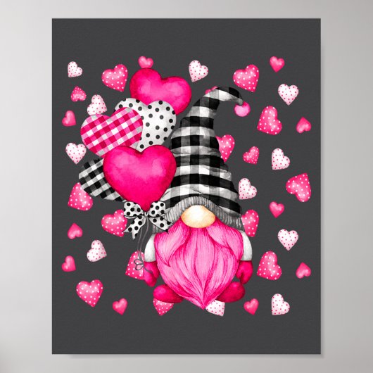 Cute Love Heart Pattern For Her Nk Valentines Gnom Poster (Voorkant)