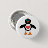 Cute Love Heart Penguin Button (Voorkant /achterkant)