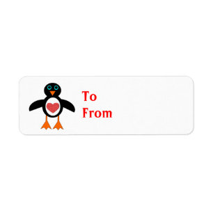 Cute Love Heart Penguin Custom Cadeau Labels