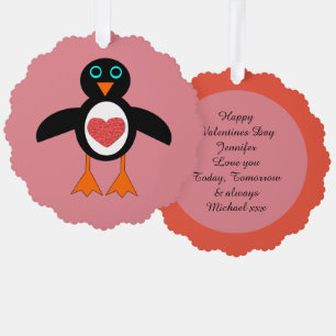Cute Love Heart Penguin Custom Ornament Kaart