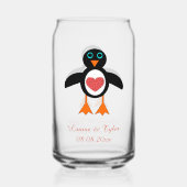 Cute Love Heart Penguin Custom Wedding Blikvorm Glas (Achterkant)