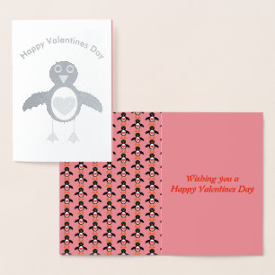 Cute Love Heart Penguin Folie Kaart