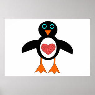 Cute Love Heart Penguin Poster