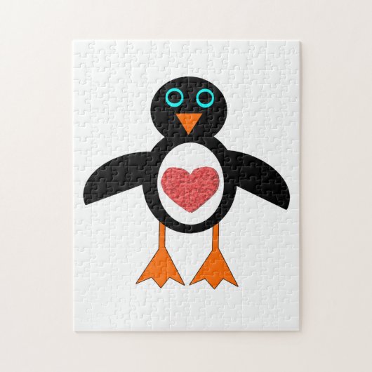 Cute Love Heart Penguin Puzzle (Vertical)
