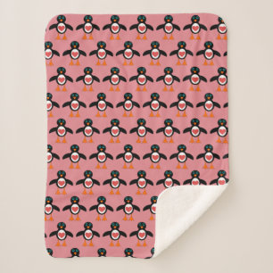 Cute Love Heart Penguin Sherpa Blanket Deken