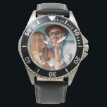 Cute Love Heart Photo Couples Noms personnalisés<br><div class="desc">Cute Love Heart Photo Couples Noms Personnalisés Montres vous propose votre photo préférée avec un coeur d'amour et personnalisée avec vos noms dans un script blanc moderne. Personnalisez en modifiant le texte dans la zone de texte fournie et en ajoutant votre propre image. Cadeaux parfaits pour les couples, copain, mari...</div>