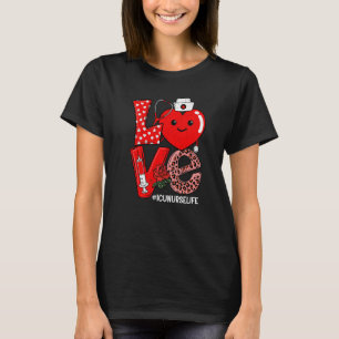 Cute Love Heart Stethoscoop ICU Nurse Life Valenti T-shirt