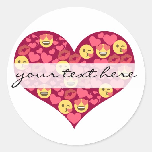 Cute Love Kiss Lips Emoji Heart Ronde Sticker (Voorkant)