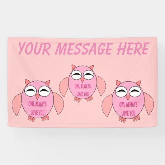 Cute Love Message Owl Custom Banner (Horizontaal)
