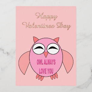 Cute Love Message Owl Custom Valentijnsdag Folie Feestdagen Briefkaart