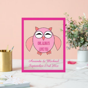 Cute Love Message Owl Custom Wedding Acryl Bord