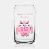 Cute Love Message Owl Custom Wedding Blikvorm Glas (Achterkant)