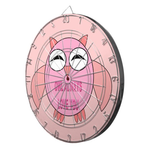 Cute Love Message Owl Dart Board Dartbord (Voorkant Rechts)