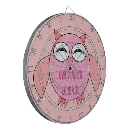 Cute Love Message Owl Dart Board Dartbord (Voorkant Links)