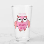 Cute Love Message Owl Glas (Voorkant)