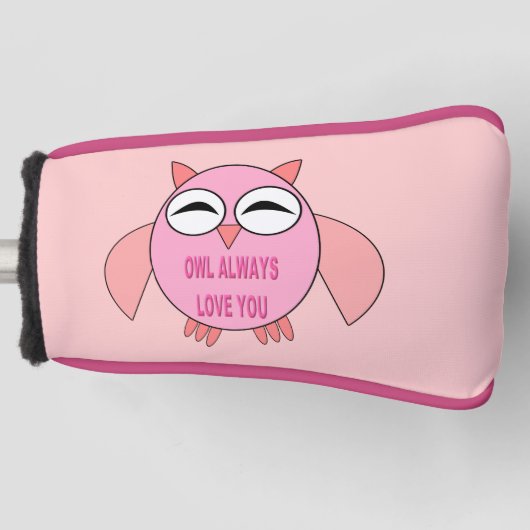 Cute Love Message Owl Golf Putter Hoesje Golfheadcover (Voorkant)