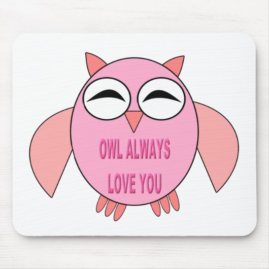 Cute Love Message Owl Mousepad Muismat (Voorkant)