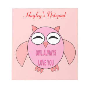 Cute Love Message Owl Notepad Notitieblok