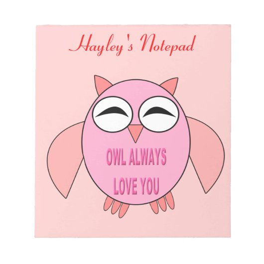 Cute Love Message Owl  Notepad Notitieblok (Voorkant)