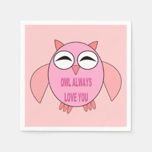 Cute Love Message Owl Paper Napkins Servetten