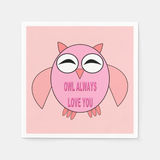 Cute Love Message Owl Paper Napkins Servetten (Voorkant)