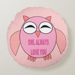 Cute Love Message Owl Pillow Rond Kussen