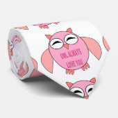 Cute Love Message Owl Stropdas (Opgerold)
