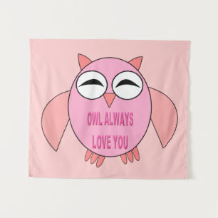 Cute Love Message Owl Tapestry Wandkleed