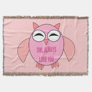 Cute Love Message Owl Throw Blanket Deken