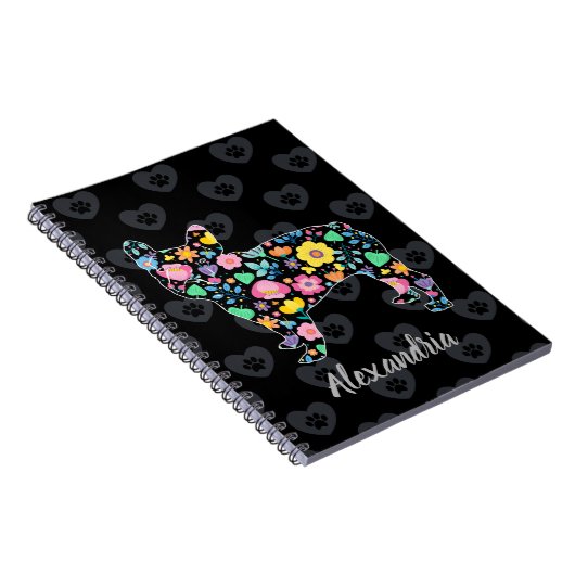 Cute Love My French Bulldog Floral Design Notitieboek (Rechterzijde)