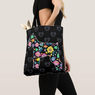 Cute Love My Schnauzer floral design Tote Bag