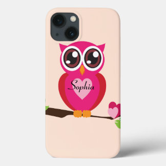 Cute Love Owl met Custom Name iPhone 13 Hoesje