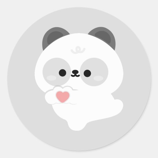 Cute Love Panda Ronde Sticker (Voorkant)